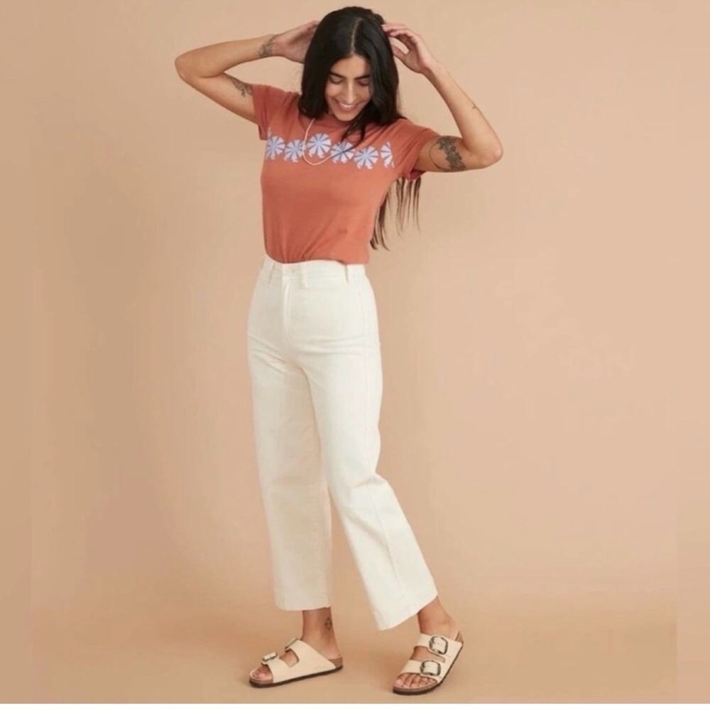 Marine Layer Ivory Bridget Slim Wide Leg Pants Size 6 - Picture 2 of 10